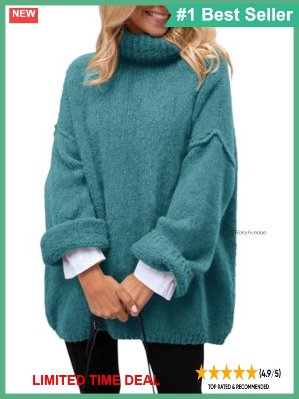 Chunky Knit Oversized Turtleneck Pullover Sweater